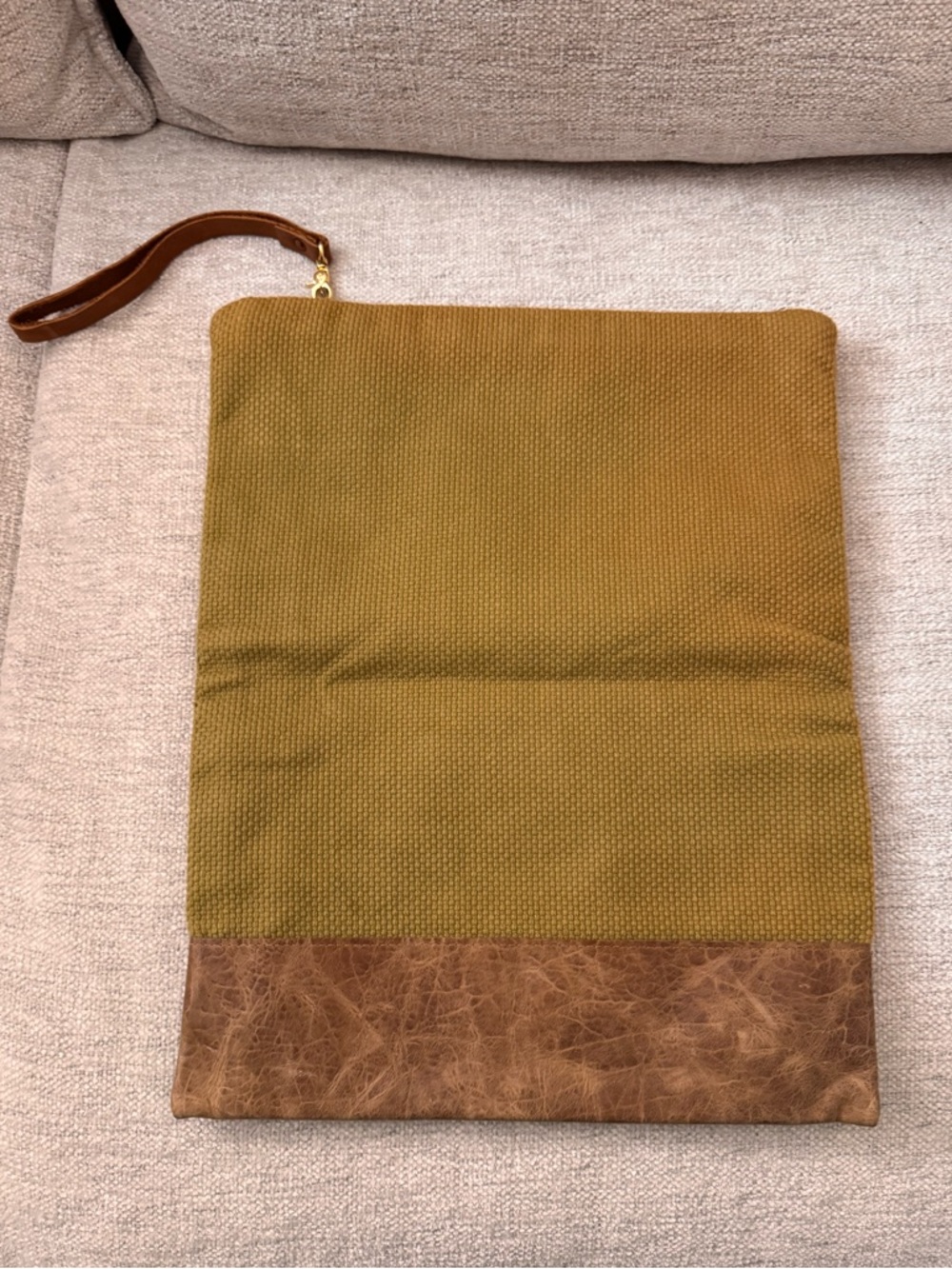 Large Clutch Purse with Brown Leather Trim